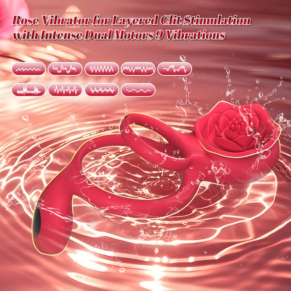 Rose Vibrating Cock Ring with Taint Testicle Clitoral Stimulator, App Remote Control Male Pleasure Penis Ring Vibrator, Couples Adult Sex Toys Games for Men Women, ZOOPLOU Couple Sex Toy Sex