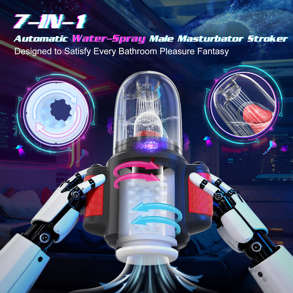 Male Masturbator Adult Sex Toys for Men – 7-in-1 Automatic Water-Spray Rotating Vibrating Blowjob Sex Machine, Penis Vibrator Stroker Trainer, Mens Penis Pump Sex Toy Pocket Pussy for Men Masturbation