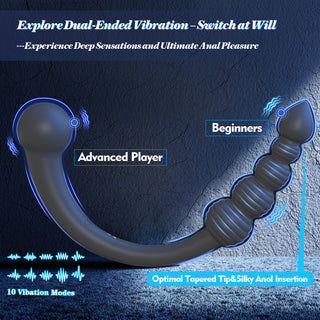 Dual-Ended Vibrating Prostate Massager Anal Beads Sex Toys, Curved Anal Dildo Butt Plug Vibrator, Male Adult Sex Toy for Men Women Couples, Porinda Long Prostate Wand Anal Trainer Game Play