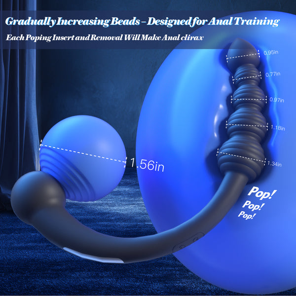 Dual-Ended Vibrating Prostate Massager Anal Beads Sex Toys, Curved Anal Dildo Butt Plug Vibrator, Male Adult Sex Toy for Men Women Couples, Porinda Long Prostate Wand Anal Trainer Game Play