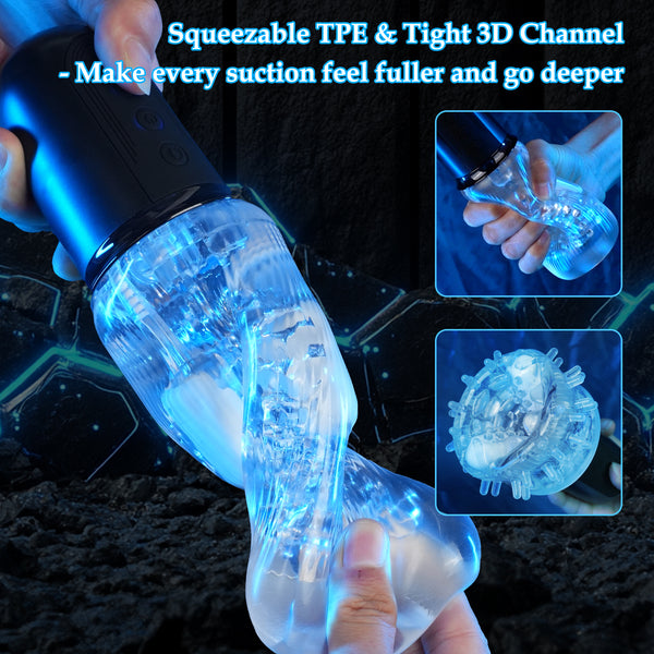 Male Masturbator Adult Sex Toys for Men - Squeezable Ultra-Soft Sleeve Automatic Sucking Vibrating Blowjob Sex Machine Penis Pump Vibrator Stroker, YUKZEN Mens Oral Sucker Sex Toy Pocket Pussy for Men