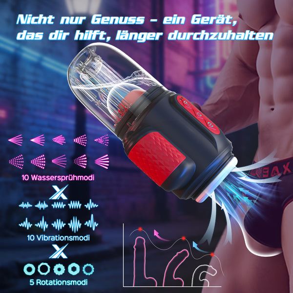 Masturbieren für Männer Elektrisch Wassersprühfunktion 7-in-1, Sex Spielzeug für die Männer 10 Vibration 5 Rotation, Blowjob Taschenmuschi Masturbator Realistisch, GOZMIN Penis Vibrator Sexspielzeug