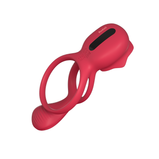 Budoli Vibrating Cock Ring with Rose Clitoral Stimulator & Testicle Massager – Pleasure Penis Ring Vibrator for Couples | 9 Vibration Modes for Enhanced Male Erection & Sensual Experience