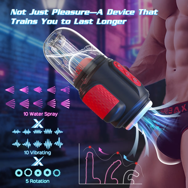 Male Masturbator Adult Sex Toys for Men – 7-in-1 Automatic Water-Spray Rotating Vibrating Blowjob Sex Machine, Penis Vibrator Stroker Trainer, Mens Penis Pump Sex Toy Pocket Pussy for Men Masturbation