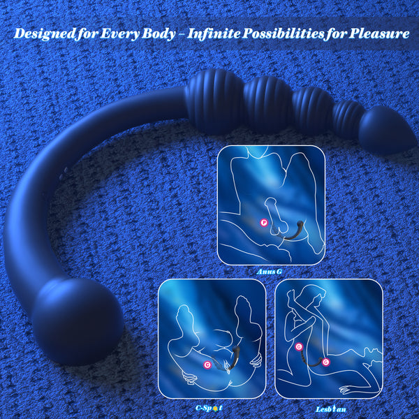 Dual-Ended Vibrating Prostate Massager Anal Beads Sex Toys, Curved Anal Dildo Butt Plug Vibrator, Male Adult Sex Toy for Men Women Couples, Porinda Long Prostate Wand Anal Trainer Game Play