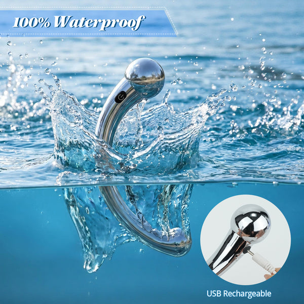 Metal Curved Prostate Massager, Double Ended Anal Sex Toys, Anal G Spot Dildo Vibrator, Vibrating Wand Anal Butt Plug Trainer, Porinda Male Adult Sex Toy for Men Couples Hot & Cold Play