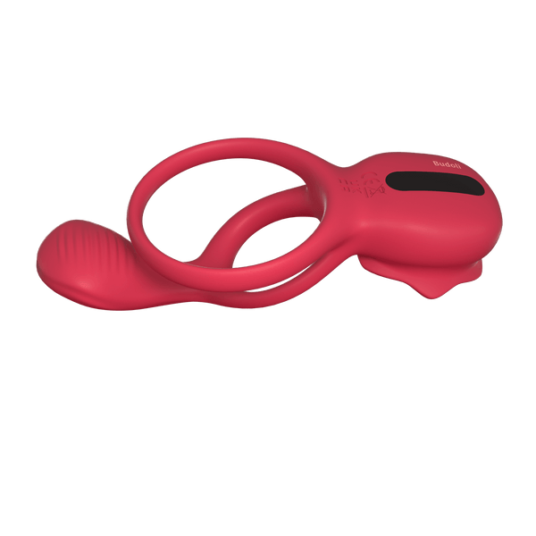 Budoli Vibrating Cock Ring with Rose Clitoral Stimulator & Testicle Massager – Pleasure Penis Ring Vibrator for Couples | 9 Vibration Modes for Enhanced Male Erection & Sensual Experience