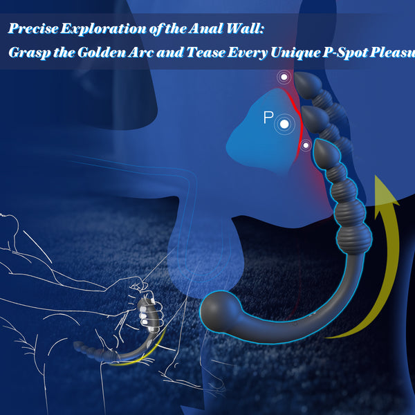 Dual-Ended Vibrating Prostate Massager Anal Beads Sex Toys, Curved Anal Dildo Butt Plug Vibrator, Male Adult Sex Toy for Men Women Couples, Porinda Long Prostate Wand Anal Trainer Game Play