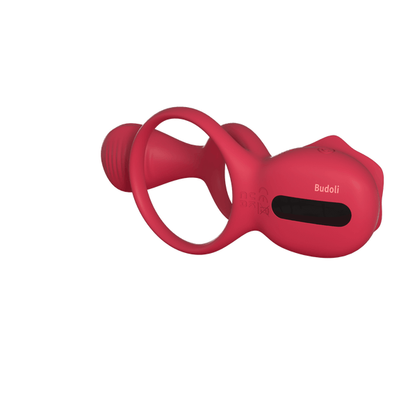 Budoli Vibrating Cock Ring with Rose Clitoral Stimulator & Testicle Massager – Pleasure Penis Ring Vibrator for Couples | 9 Vibration Modes for Enhanced Male Erection & Sensual Experience