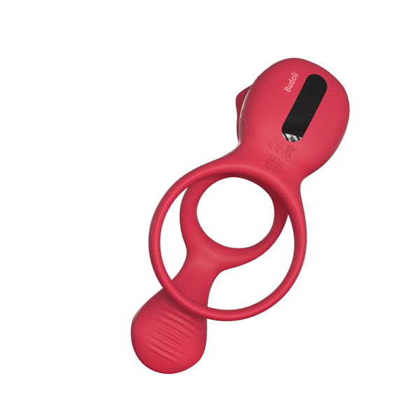 Budoli Vibrating Cock Ring with Rose Clitoral Stimulator & Testicle Massager – Pleasure Penis Ring Vibrator for Couples | 9 Vibration Modes for Enhanced Male Erection & Sensual Experience
