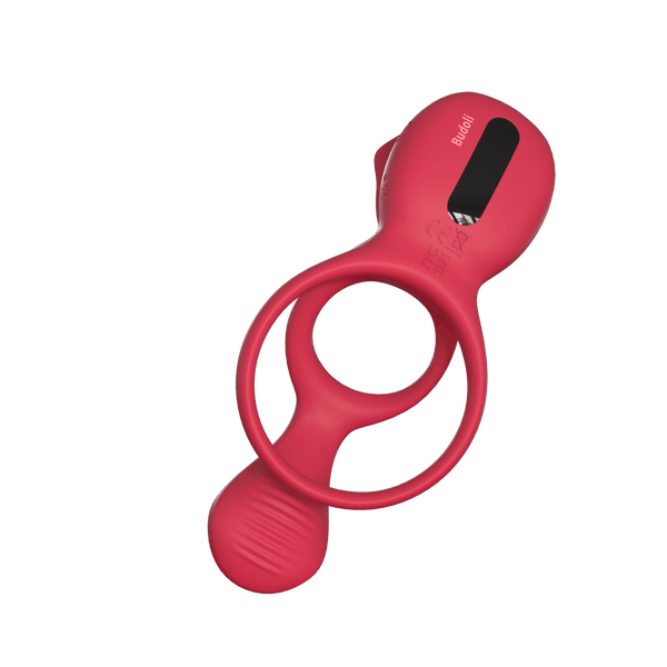 Budoli Vibrating Cock Ring with Rose Clitoral Stimulator & Testicle Massager – Pleasure Penis Ring Vibrator for Couples | 9 Vibration Modes for Enhanced Male Erection & Sensual Experience