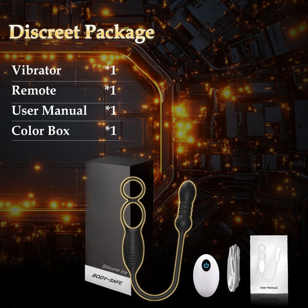 Thrusting Prostate Massager Anal Sex Toy with Vibrating Cock Ring Taint Testicle Stimulator, Remote Control APP Anal Butt Plug Dildo, Penis Ring Vibrator for Men, HNNPY Couples Male Adult Sex Toys