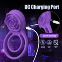 Vibrating Cock Ring with Rose Clitoral Stimulator, Pleasure Penis Ring Vibrator Couples Adult Sex Toys for Men Women, 7 Vibrations Male Couple Sex Toy Clitoris Vibrator, Cock Rings Vibrators for Men