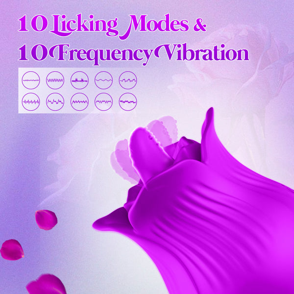 Female Clitoris Rose Vibrator, 2 in 1 Licking Vibrating Clitoral Women Sex Toys, Adult Toys for Women Pleasure with 10 Modes, ZOOPLOU Womens Sex Sexual Stimulation Device