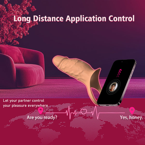 Vibrating Penis Sleeve Cock Ring, All Liquid Silicone Soft Couples Adult Sex Toys for Men Women, APP Penis Extender Vibrator Girth Enhancer Sleeve for Penis Testicles G Spot, LNIIY Male Couple Sex Toy