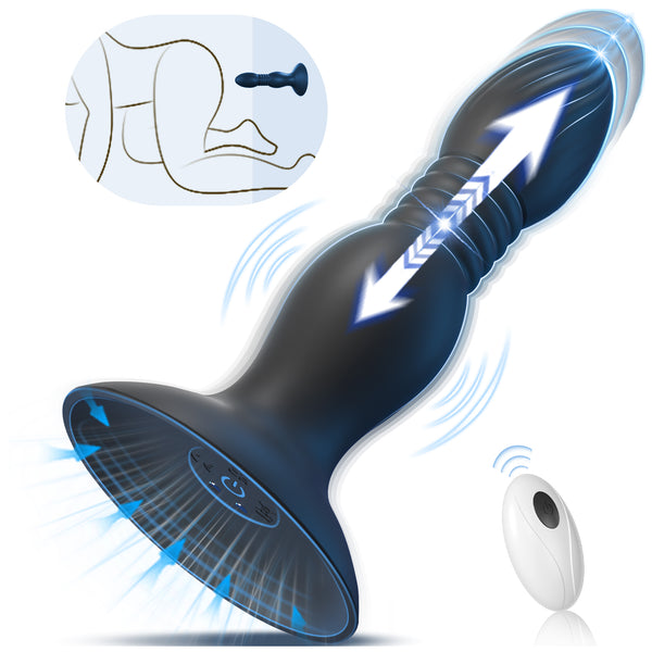 Thrusting Vibrating Anal Plug Sex Toys with Suction Cup, Remote Control Prostate Massager Butt Plug Vibrator, Anal Male Adult Sex Toy for Men Women Couples, HNNPY Anal Dildo Anal Trainer Game Play
