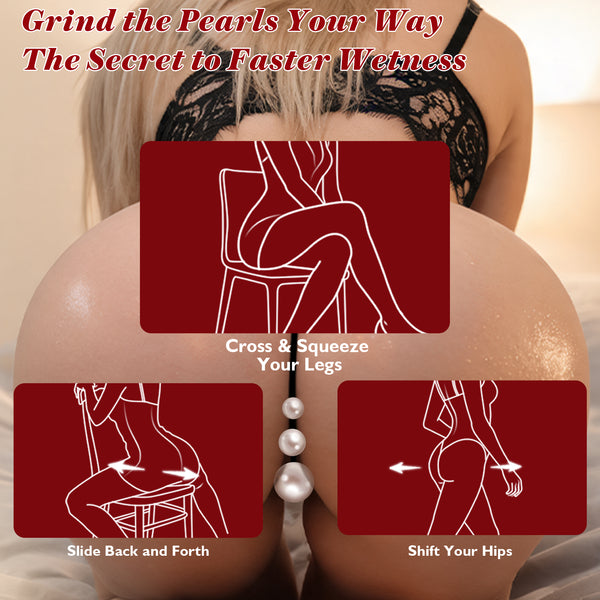 Pearl Thong Wearable Panty Vibrator, Vibrating Strap On APP Remote Control Women Couples Mini Vibrator, Clit Grind Vibrator, Hands Free BDSM Clitoral Stimulator, Bondage Female Adult Sex Toys Games