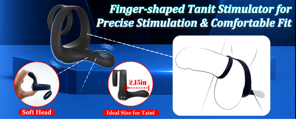 Vibrating Cock Ring Taint Stimulator, Silicone Pleasure Penis Ring Vibrator Couples Adult Sex Toys for Men, Dual Motors 9 Vibrations Remote Control Male Couple Sex Toy, Cock Rings Vibrators for Men