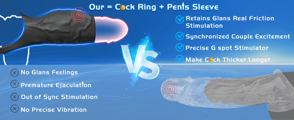 Vibrating Penis Sleeve Cock Ring, Couples Adult Sex Toys for Men Women, Pleasure Penis Ring Vibrator Penis Extender for Penis Testicles G Spot Stimulation, LNIIY Male Couple Sex Toy Erection Sex