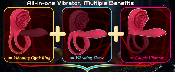 Vibrating Cock Ring Penis Sleeve with Rose Clitoral Stimulator, Penis Ring Vibrator Couples Adult Sex Toys for Men Women, Male Female Couple Sex Toy with G Spot Clitoris Vibrator