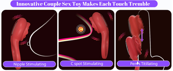 Vibrating Cock Ring with Rose Clitoral Stimulator, Pleasure Penis Ring Vibrator Couples Adult Sex Toys for Men Women, 7 Vibrations Male Couple Sex Toy, Light Rose