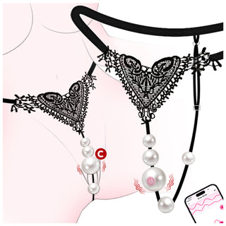 Pearl Thong Wearable Panty Vibrator, Vibrating Strap On APP Remote Control Women Couples Mini Vibrator, Clit Grind Vibrator, Hands Free BDSM Clitoral Stimulator, Bondage Female Adult Sex Toys Games
