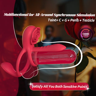 Vibrating Cock Ring Penis Sleeve with Rose Clitoral Stimulator, Penis Ring Vibrator Couples Adult Sex Toys for Men Women, Penis Extender for Penis Testicles Taint G Spot, Healexcer Male Couple Sex Toy