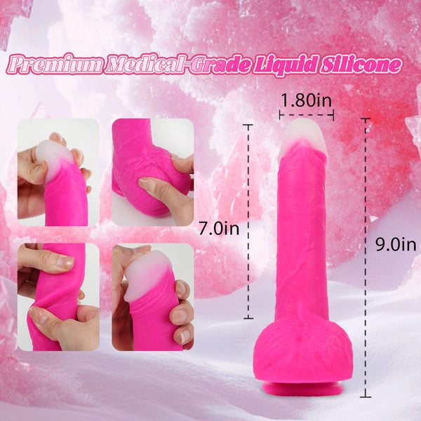 Thrusting Soft Pink Liquid Silicone Jelly Dildo, Suction Cup Fantasy Anal G Spot Rotating Vibrating Realistic Strap On Dildo, Remote Control Vibrator, YUKZEN Women Female Couples Adult Sex Toys Games