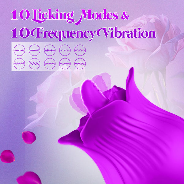 Female Clitoris Rose Vibrator, 2 in 1 Licking Vibrating Clitoral Women Sex Toys, Adult Toys for Women Pleasure with 10 Modes, ZOOPLOU Womens Sex Sexual Stimulation Device