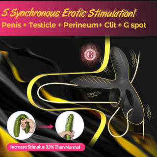 TANSHUNLY Ring Vibrator Sleeve with Clitoral Stimulator for G-Spot Perineum, Sex Toy for Couples Men Women, Cock Ring Ring Sex Toys, Erotic Sex Toy, Black