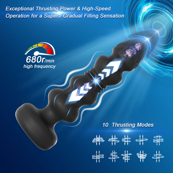 Thrusting Vibrating Prostate Massager Anal Butt Plug, Anal Male Adult Sex Toys for Men Women Couples, Remote Control Anal Dildo Vibrator, 10 Modes Anal Beads, HOESDIK Anal Training Sex Toy Game Play