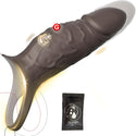 Vibrating Penis Sleeve Cock Ring, All Liquid Silicone Couples Adult Sex Toys for Men Women, Penis Extender Vibrator Girth Enhancer Sleeve for Penis Testicles G Spot, LNIIY Male Couple Sex Toy Erection