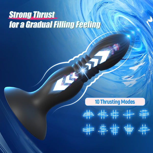 Thrusting Vibrating Anal Plug Sex Toys with Suction Cup, Remote Control Prostate Massager Butt Plug Vibrator, Anal Male Adult Sex Toy for Men Women Couples, HNNPY Anal Dildo Anal Trainer Game Play