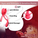 Vibrating Cock Ring with Rose Clitoral Stimulator Testicle Massager, Pleasure Penis Ring Vibrator Couples Adult Sex Toys for Men Women, Healexcer 9 Vibrations Male Couple Sex Toy for Men Erection Sex