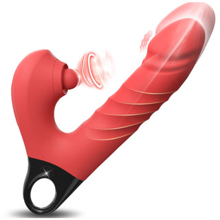 Thrusting Vibrating Dildo, 3 in 1 Female G Spot Vibrator with Clitoral Stimulator, Women Adult Sex Toys 3 Thrust 5 Pulsating 10 Vibrating Modes, YUKZEN Rabbit Sex Toy Dildo for Women Couples Pleasure