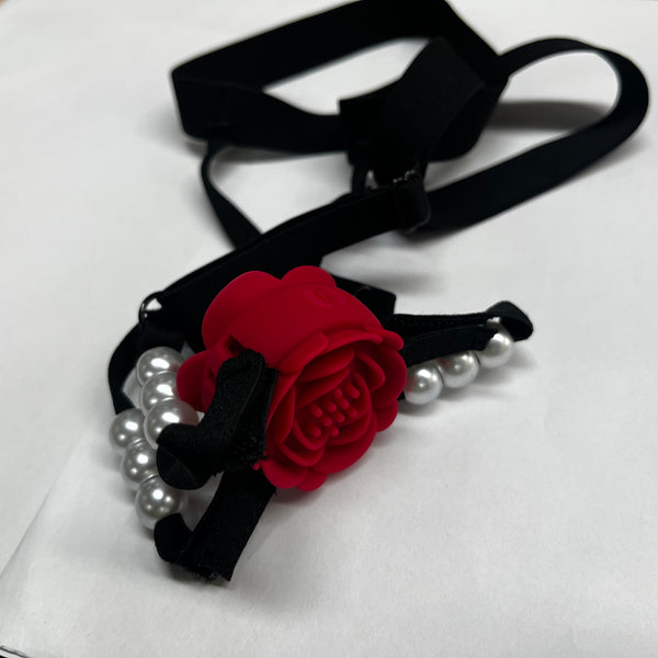 Women Couples Rose Pearl Thong Wearable Panty Vibrator, BDSM Grinding Vibrating Panties Couple Female Adult Sex Toys Games, App Remote Control Clitoral Vagina Taint Vibrator, Bondage Clitoris Sex Toy