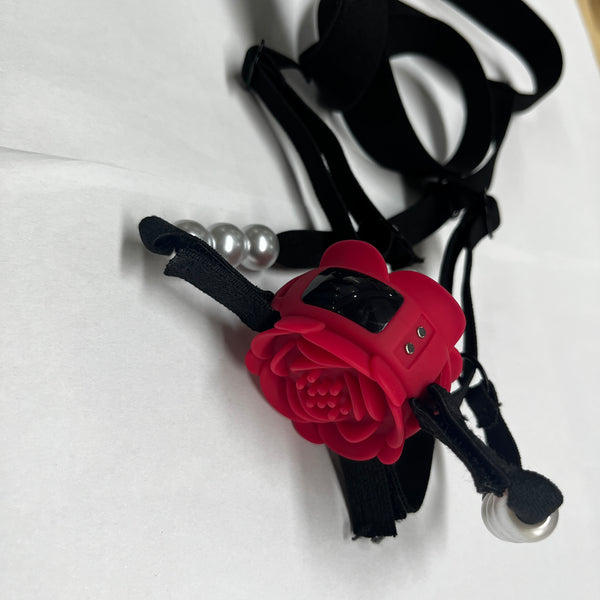 Women Couples Rose Pearl Thong Wearable Panty Vibrator, BDSM Grinding Vibrating Panties Couple Female Adult Sex Toys Games, App Remote Control Clitoral Vagina Taint Vibrator, Bondage Clitoris Sex Toy