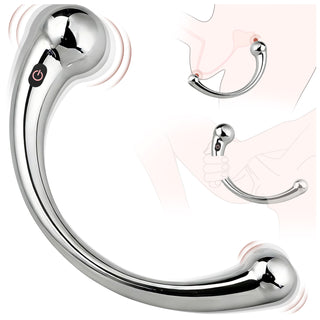 Metal Curved Prostate Massager, Double Ended Anal Sex Toys, Anal G Spot Dildo Vibrator, Vibrating Wand Anal Butt Plug Trainer, Porinda Male Adult Sex Toy for Men Couples Hot & Cold Play