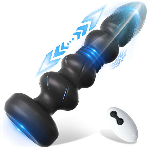 Thrusting Vibrating Prostate Massager Anal Butt Plug, Anal Male Adult Sex Toys for Men Women Couples, Remote Control Anal Dildo Vibrator, 10 Modes Anal Beads, HOESDIK Anal Training Sex Toy Game Play