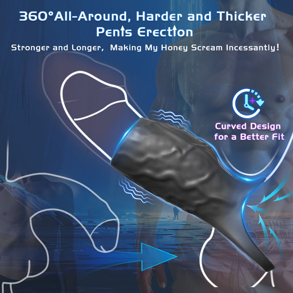 Couples Male Adult Sex Toys - All Liquid Silicone Soft Vibrating Penis Sleeve Cock Ring, Pleasure Penis Ring Vibrator Penis Extender for Penis Testicles G Spot Stimulation, LNIIY Sex Toy Game for Men