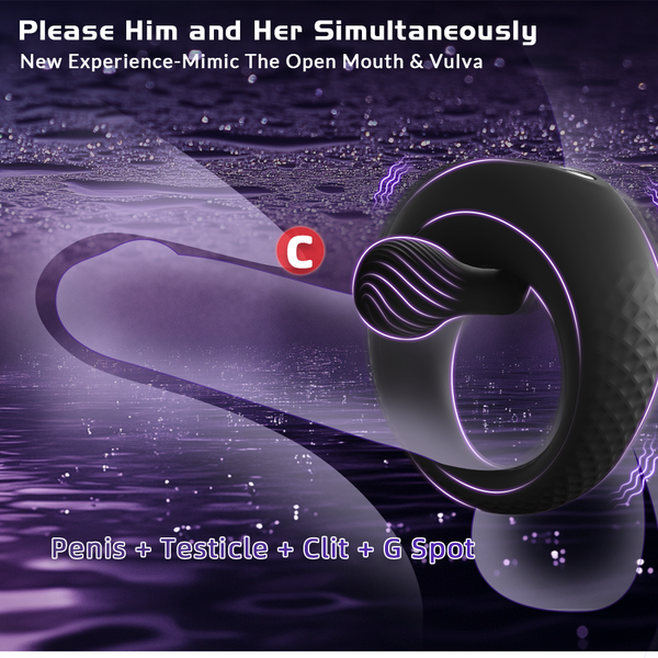 Vibrating Cock Ring with 360° Adjustable Bead Clitoral Stimulator, Pleasure Penis Ring Vibrator Couples Adult Sex Toys for Men Women, LITLLS Soft 8 Vibrations Male Couple Sex Toy Game for Men Erection