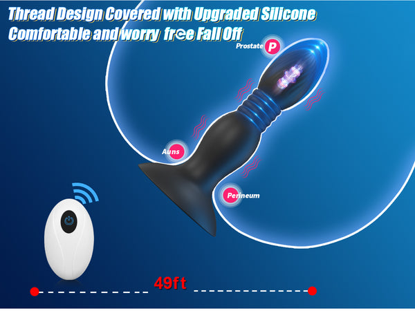 Thrusting Vibrating Anal Plug Sex Toys with Suction Cup, Remote Control Prostate Massager Butt Plug Vibrator, Anal Male Adult Sex Toy for Men Women Couples, HNNPY Anal Dildo Anal Trainer Game Play