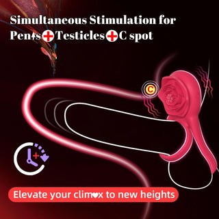 Vibrating Cock Ring with Rose Clitoral Stimulator, Pleasure Penis Ring Vibrator Couples Adult Sex Toys for Men Women, 7 Vibrations Male Couple Sex Toy Clitoris Vibrator, Cock Rings Vibrators for Men