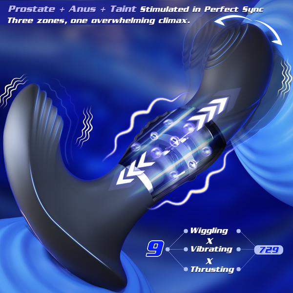 Wiggling Prostate Massager with Beaded Thrusting Ring, Vibrating Anal Butt Plug, App Remote Control Anal Male Adult Sex Toys for Men Women Couples, Fatdhu Anal Dildo Vibrator Sex Toy Game Play
