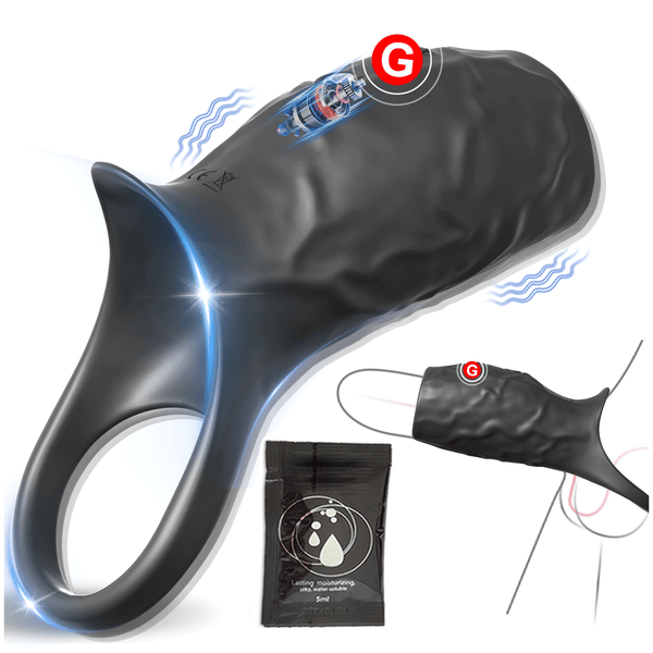 Couples Male Adult Sex Toys - All Liquid Silicone Soft Vibrating Penis Sleeve Cock Ring, Pleasure Penis Ring Vibrator Penis Extender for Penis Testicles G Spot Stimulation, LNIIY Sex Toy Game for Men