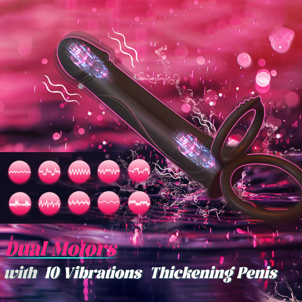 Anal Couples Male Adult Sex Toys - Strap On Anal Dildo with Vibrating Cock Ring, Vibrating Anal Butt Plug Penis Sleeve Vibrator Sex Toy 10 Vibrations, LNIIY Double Dildo for Men Couple Women Pleasures