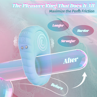 Liquid Silicone Soft Vibrating Cock Ring with Clitoral Stimulator, Pleasure Penis Ring Vibrator with Penetration Buffer Rings Set, Couples Adult Sex Toys for Men Women, MHYNNR Male Sex Toy Game