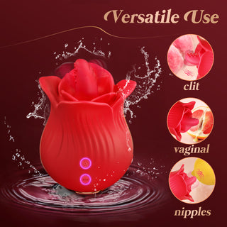 Clitoral Licking Tongue Rose Sex Toy Vibrator Stimulator for Women, Vibrating Rose Adult Women Couples Sex Toys with 10 Modes, Female Mini Clitoris Nipple Vibrator for Woman Her Pleasure