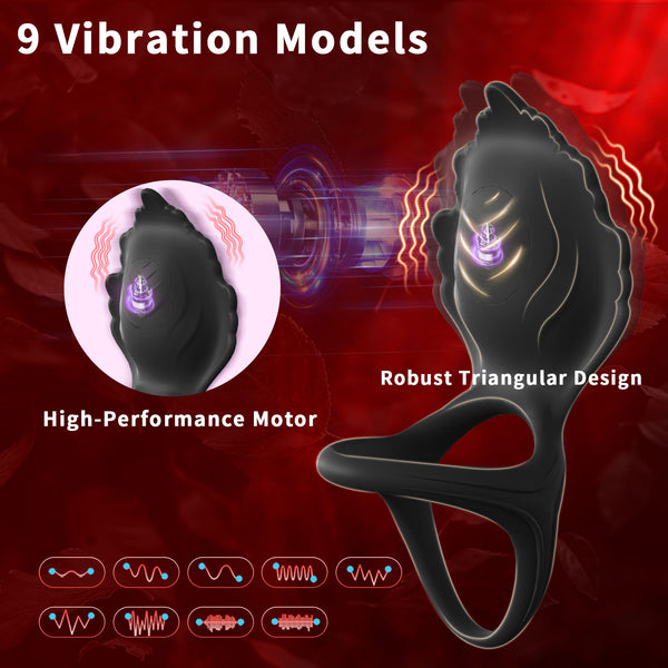 Vibrating Cock Ring with Clitoral Stimulator, 3 in 1 Pleasure Penis Ring Vibrator Couples Adult Sex Toys for Men Women, LITLLS 9 Vibrations Male Couple Sex Toy Game for Men Erection Sex Kinky