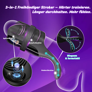 Masturbieren für Männer Elektrisch Handfrei Hoden Vibrator mit Klopfen und Biegen nach Bedarf, Sex Spielzeug Vibratorensets für die Männer, Masturbator mit Penisring, Penis Vibrator Sexspielzeug